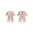 thumbnail image 2 of RUINIXCW Infant Baby Girl Romper Ruffle Long Sleeve Crew Neck Rugby Bow Print Fall Jumpsuit, 2 of 8