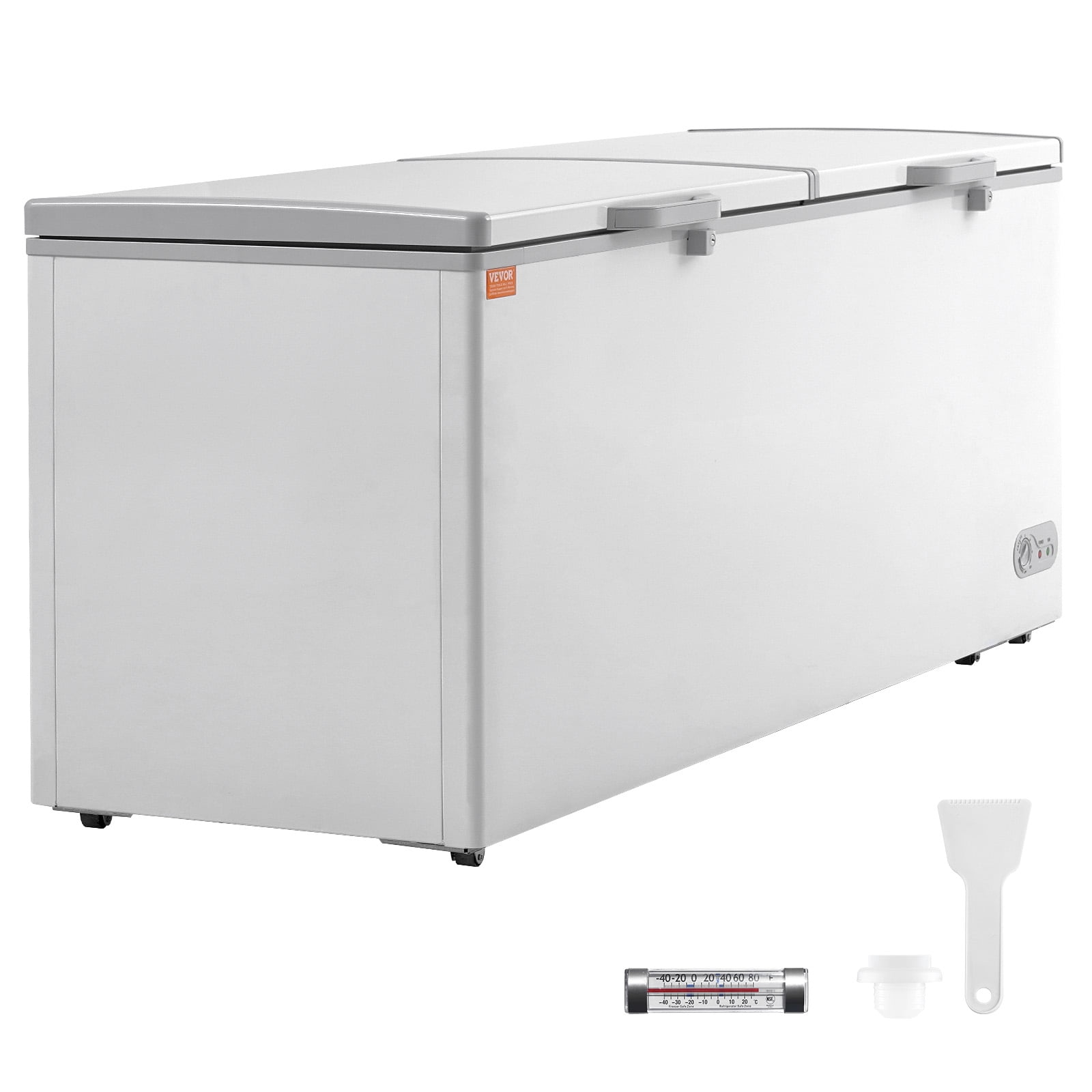 VEVOR Chest Freezer, 19.8 Cu.ft / 561 L Large Deep Freezer with Split Top Double Locking Lids,Freestanding Commercial Chest Freezer & 4 Removable Baskets,7-Level Adjustable Temp,LED Light,6 Wheels