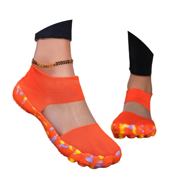 VeFlora Water Shoes Women Barefoot Athletic Workout Gym Footwear Beach Swim Sneakers Quick Drying Boat Aqua Shoes for Water Sport Diving Sailing Travel Fishing(Orange/35)