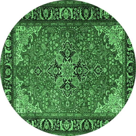 Ahgly Company Indoor Round Persian Emerald Green Traditional Area Rugs, 8' Round
