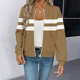thumbnail image 2 of Quilted Bomber Jacket for Womens Fashion Color Block Full Zip Fall Cropped Coats Striped Casual Jackets with Pockets, 2 of 5