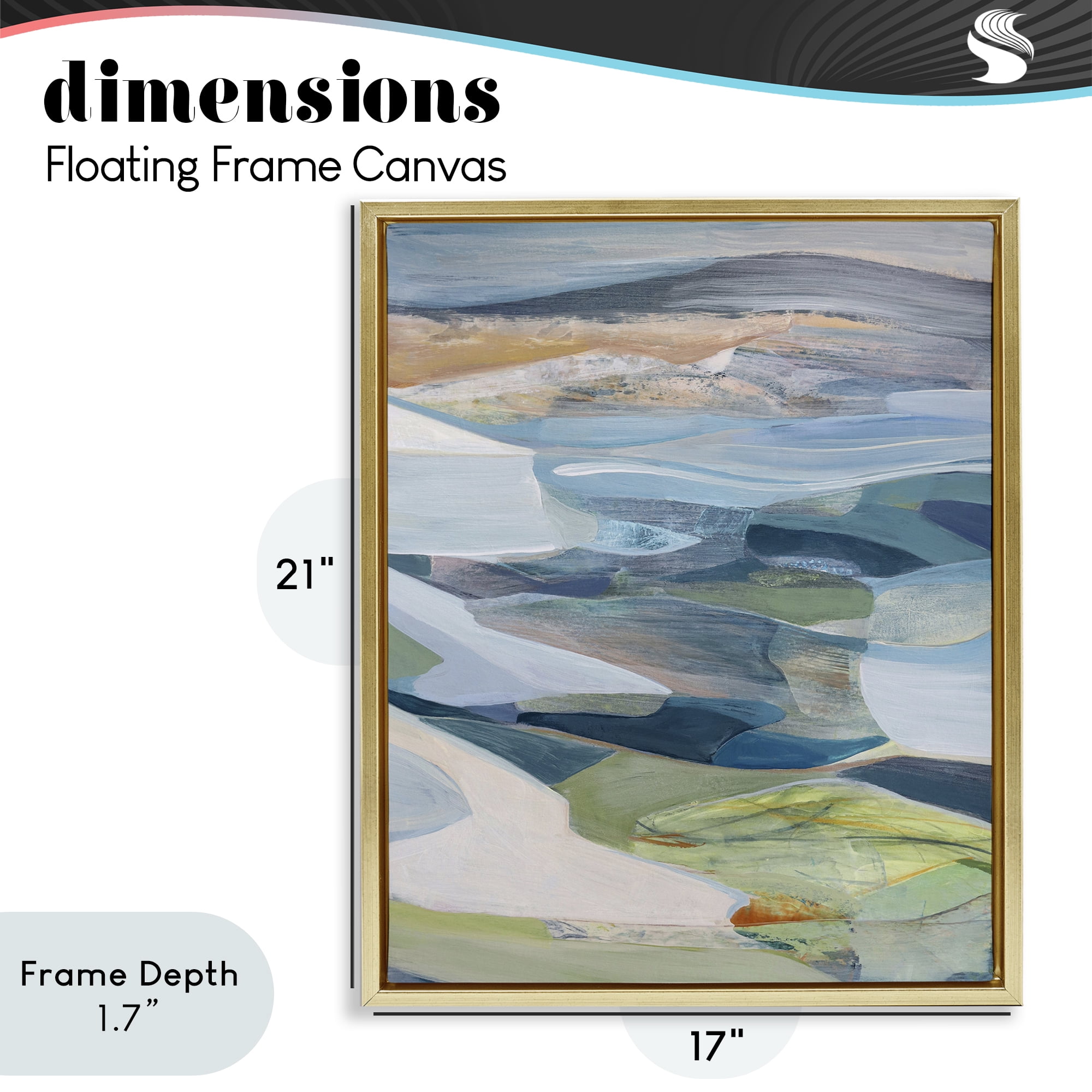 Stupell Industries Shifting Horizons Distortion Gold Framed Floater Canvas Wall Art, design by Farren Lee