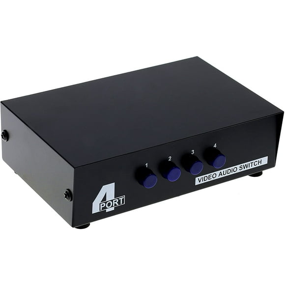 Optimal Shop 4 Port Input 1 Output Audio Video AV RCA Switch 4 ways Selector Splitter Box