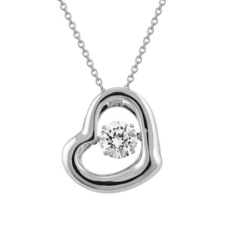 Sterling Silver Gems in Motion Heart Pendant-Necklace made with Swarovski Zirconia