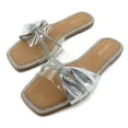 thumbnail image 2 of GJPBGK Women’s Flat Sandals Bow Slide Sandals Square Toe Summer Slip-On Shoes with Clear Straps for Party or Casual Wear, 2 of 5