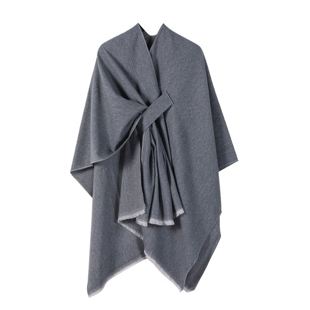 Chal de mujer de punto liso con abertura en la barra, ideal para combinar con un chal de invierno de poliéster.