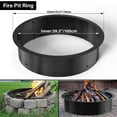 thumbnail image 5 of 39" Fire Pit Ring Metal Steel for DIY Wood Burning Insert Campfire Firepit Rim Fire Pit Liner with Collar Support for Patio, Backyard or Camping, Heavy Duty Lasts Long Easy Assembly, Round, Black, 5 of 9