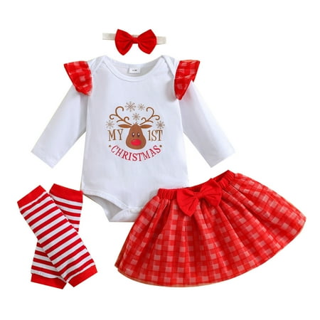 

Its A Girl Gift for Mom Girls Long Sleeve Christmas Letter Deer Printed Romper Baby Girl Sweatsuit