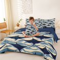 thumbnail image 3 of Feelyou Wave Ocean Fish Twin Bedding Sets for Boys Girls, Tropical Beach Underwater Bedding Comforter Set, Navy Beige, Blue Reversible, 7 Pieces, 3 of 7