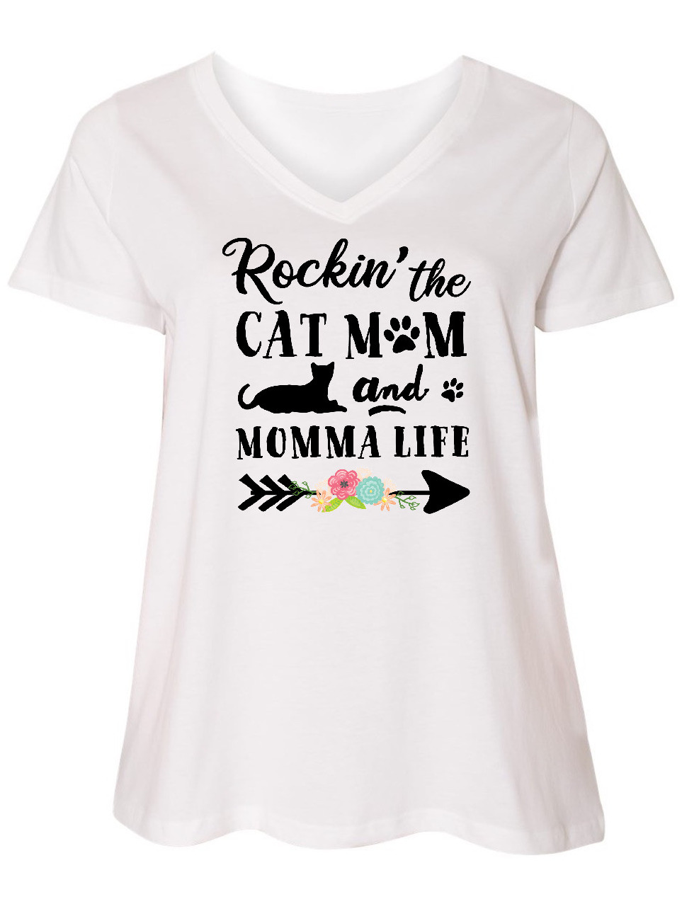 INKtastic - Inktastic Rockin' the Cat Mom and Momma Life Adult Women's ...
