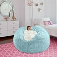thumbnail image 3 of Yoloke No Filler Oversized Bean Bag Cover,largertnbean Bag Cover ,Bean Bag Chair Cover Lazy Sofa Bed Cover Velvet Bean Bag Cover Gaming and Young Adult Bean Bag Chair(Sky Blue), 3 of 3