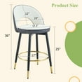thumbnail image 3 of Hassch 360° Swivel Barstools Set of 2, Upholstered PU Leather Counter Height Chairs with Curved Back, Black Metal Legs & Gold Foot Ring, Contrast Color Design (Dark Gray+White), 3 of 9