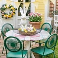 thumbnail image 4 of Round Fitted Tablecloth,Happy Easter Bunny Ears Pink Bow Circle Table Cover Waterproof Table Cloth with Elastic Edge,Flower Colorful Stripe Plaid Outdoor Tablecloths for Kitchen Picnic 55-60in, 4 of 9