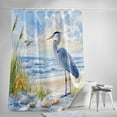 thumbnail image 5 of Shower Curtains for Bathroom-60"x72",Long-beaked Heron in Beach Waterproof Bath Curtain Grommet Shower Curtain Set with Hooks,Nautical Coastal Ocean Seascape Washable Bath Accessories, 5 of 7