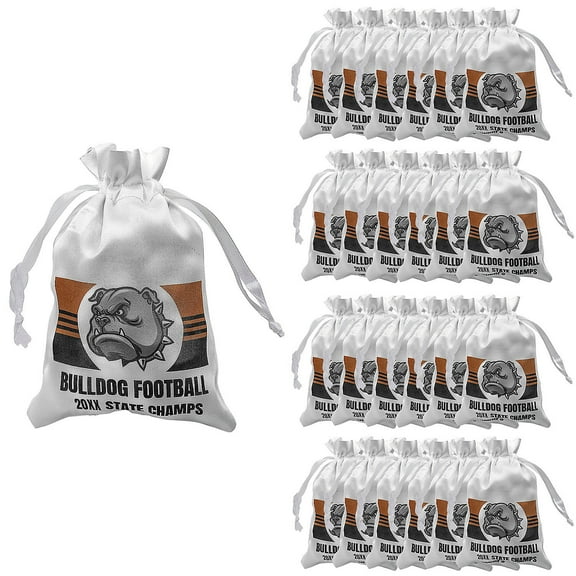 Fun Express Custom Photo Mini Team Spirit Satin Drawstring Bags - 4" x 6", 24 Pieces