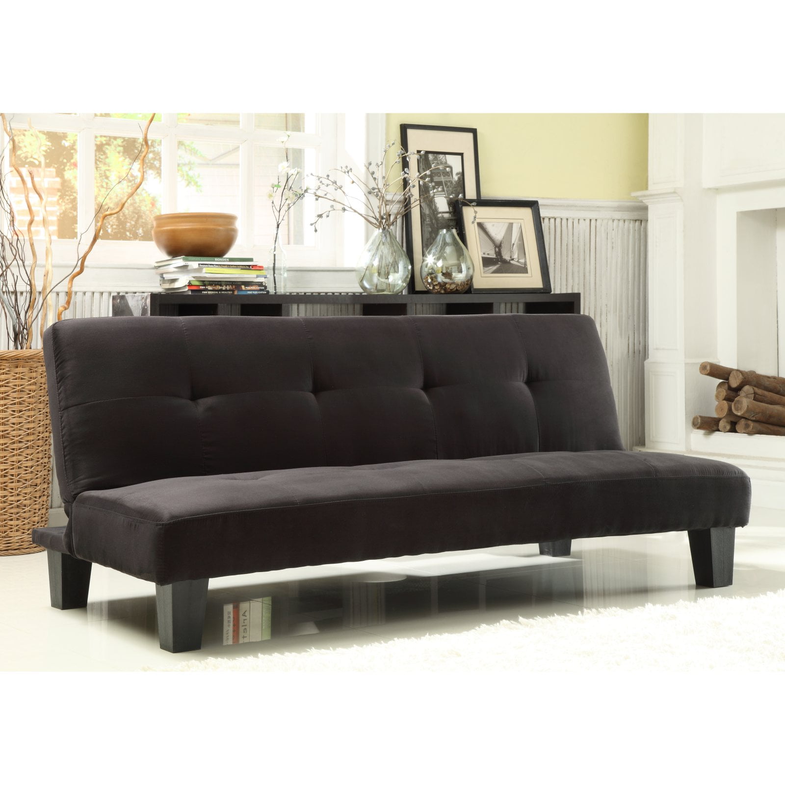 Chelsea Lane Tufted Mini Sofa Bed Lounger Black