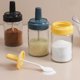 thumbnail image 5 of Juego de 4 tarros de especias de cristal para cocina, tarros de especias con cucharas, 5 of 5