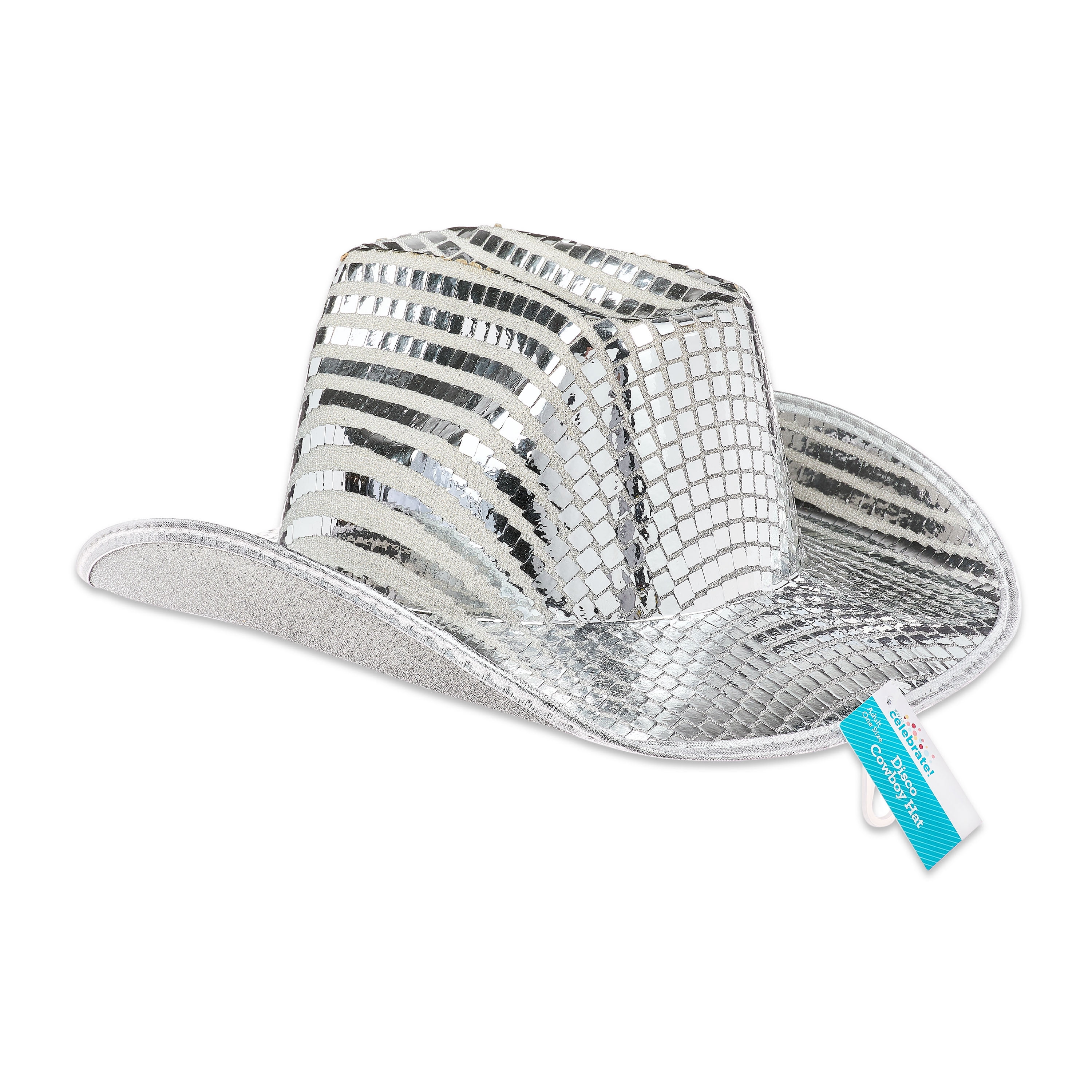 Silver Disco Cowboy Hat, for Adults, One Size Fits Most, by Way To Celebrate