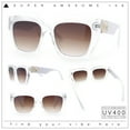 thumbnail image 2 of Womens Thick Square Horned Cat Eye Luxe Designer Rectangle Sunglasses Clear White - Brown, 2 of 8