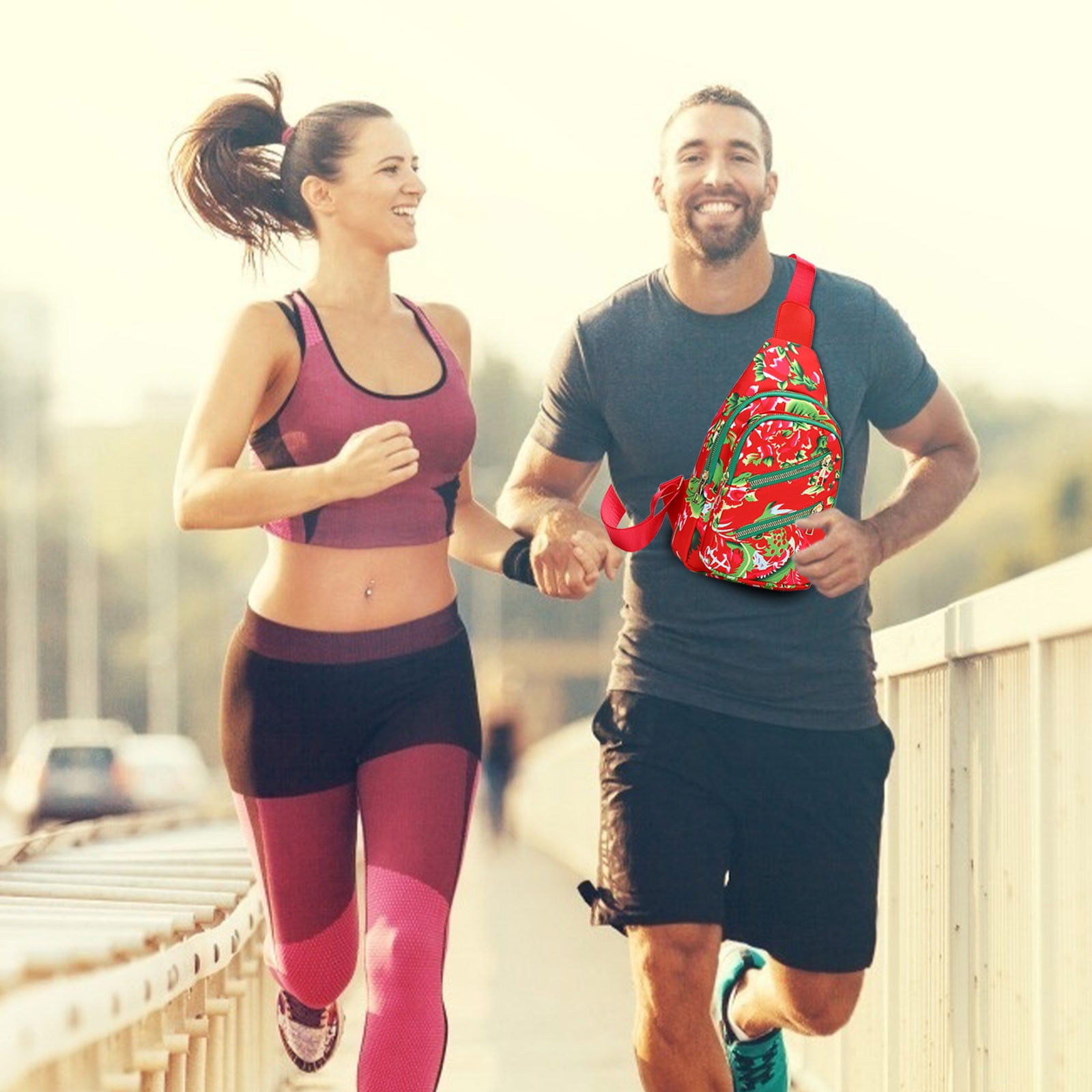 Petit Sac A Dos Homme Petit Sac à Bandoulière Pour Femme, Sac De Poitrine, Sac à Dos à Bandoulière Pour La Randonnée, Feuilles De La Jungle Sac Bandoulière Homme