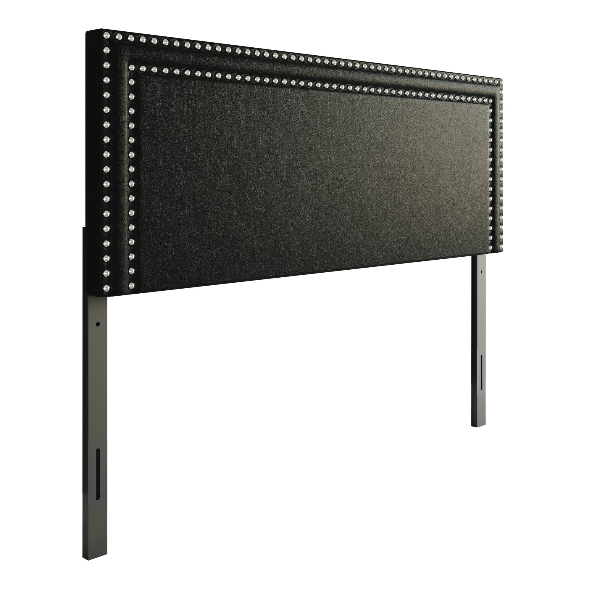 Home Design Sarasota Twin Upholstered Headboard with Double Nailhead Trim and Foam Padding, Black, Easy Assembly
