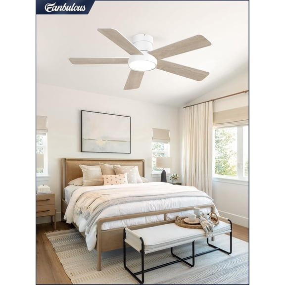 42 Inch Ceiling Fan with Light and Remote, Modern Flush Mount Low  Fan for Bedroom Living Room Office