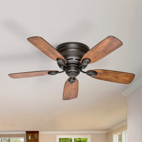 Restored Hunter Fan 42 in New Bronze Finish Low Profile Ceiling Fan with Reversible Weathered Oak / Wine Country Blades (Refurbished)