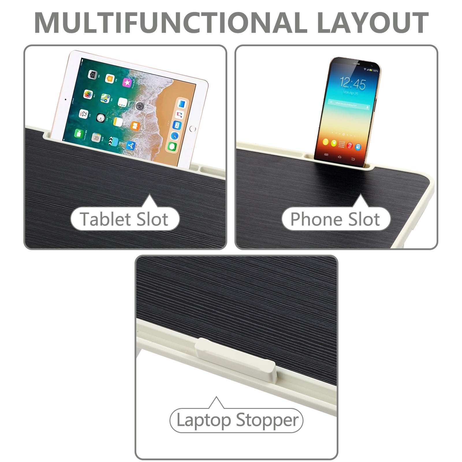 PHANCIR Height & Angle Adjustable Lap Desk, Laptop Stand Bed Tray, Foldable Laptop Desk for Couch Sofa Floor, Black