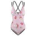 thumbnail image 5 of Kuromi And My Melody Women's One Piece Swimsuit Tummy Control V Neck Bathing Suits, 5 of 7