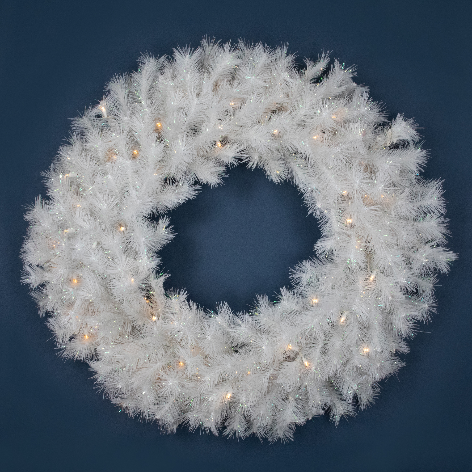 Northlight Pre-Lit White Alaskan Pine Artificial Christmas Wreath with Warm White LED Lights