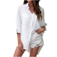 thumbnail image 1 of Camisa de mujer Turn-down Coller Manga de tres cuartos Tops sólidos Blusa Regalo para mujer Fridja  czfsfas1504, 1 of 6