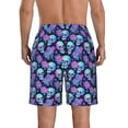 thumbnail image 3 of KLL starry sky Skull flower Men's Casual Summer Beach Shorts Hawaiian Shorts with Pockets-Small, 3 of 5