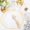 thumbnail image 4 of 350PCS Thanksgiving Clear-Gold Plastic Plates - Gold Plastic Dinnerware Sets for 50 Guests - 100 Gold Disposable Plates, 150 Gold Plastic Silverware, 50 Cups, 50 Napkins for Wedding & Party, 4 of 15