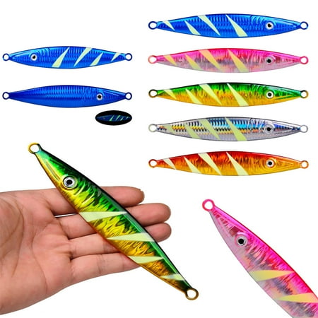 Cheers.US 100G Luminous Metal Long Shot Slow Sinking Fall Artificial Fishing Lures Saltwater Fishing Lure for Surf Fishing Sinking Fishing Spoons Jigging Spoons for Trout Pike Bass Crappie