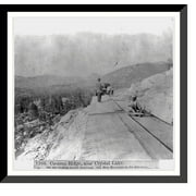 Historic Framed Print, Cement Ridge, near Crystal Lake, on the Central Pacific Railroad - Old Man Mountain in the distance, 17-7/8" x 21-7/8"