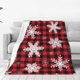 thumbnail image 4 of Salouo Snowflakes On A Buffalo Plaid Christmas Print Bed Blankets,Flannel Blanket Comfortable Air Conditioning Blanket Lightweight Blanket for Sofa Bed Travel & Couch -40"x30", 4 of 8