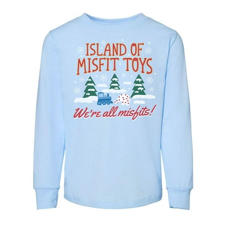 

TeesAndTankYou Islands Of Misfit Christmas Toddler Kids Long Sleeve T-Shirt 4T Light Blue