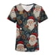thumbnail image 5 of Puntoco Camiseta de enfermera con bolsillo y manga corta con estampado navideño y cuello en V para mujer, 5 of 5