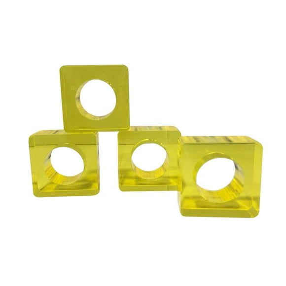 Square Napkin Ring, Yellow - Set of 4