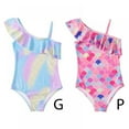 thumbnail image 3 of URMAGIC Girls One Piece Swimsuits Adjustable Straps Ruffle Girls' Swimwear Quick Dry Kids Bathing Suits 5-12 Years, 3 of 15