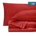 thumbnail image 3 of ROYALE LINENS 400 Thread Count 100% American Grown Cotton 4 Piece Sateen Queen Sheet Set - 1 Fitted Sheet, 1 Flat Sheet, 2 Pillow case - Red Queen Bedsheet - Cotton Sheets - (Queen, Red), 3 of 10