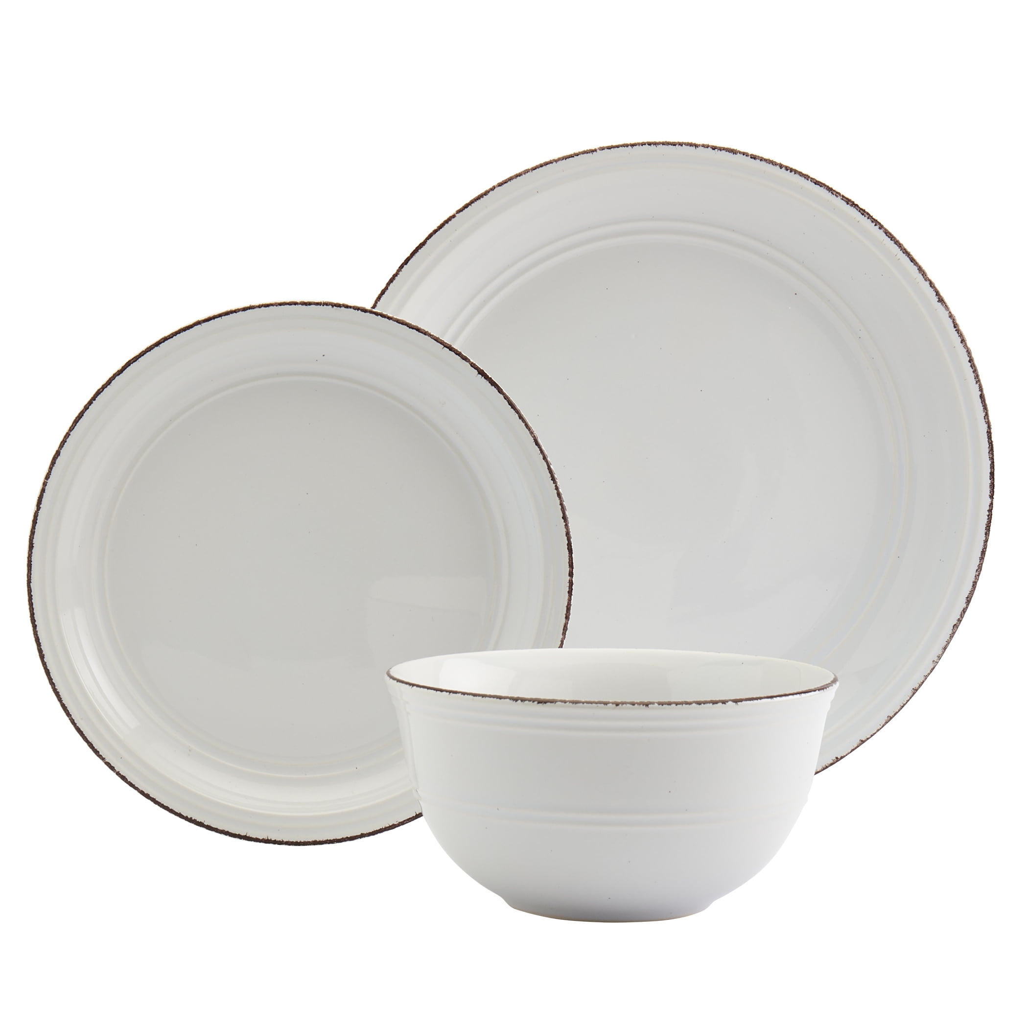 Tabletops Gallery 12Piece White Farmhouse Dinnerware Set Service for