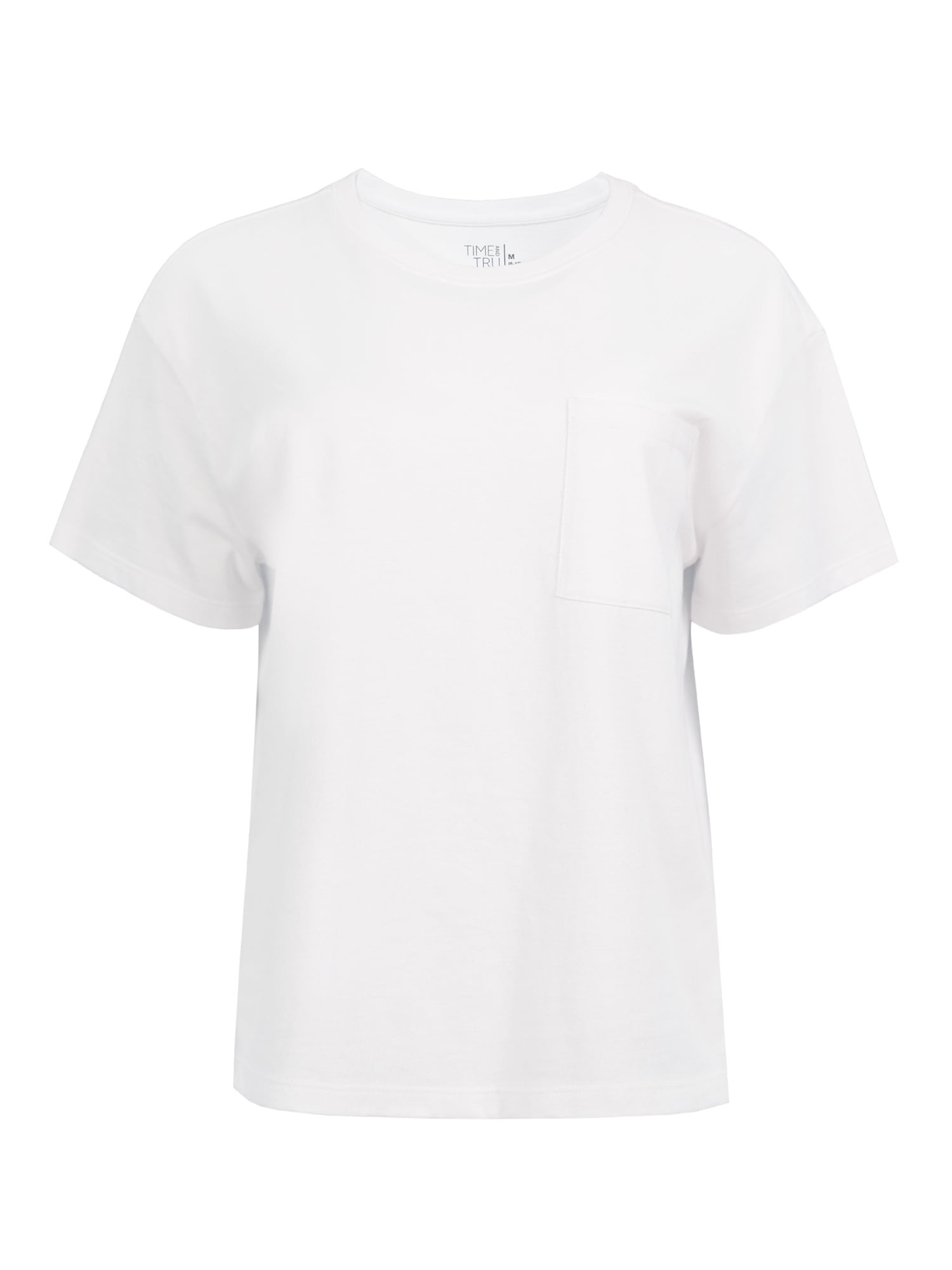 Time and Tru Women's Short Sleeve Boyfriend Pocket T-Shirt, XS-XXXL