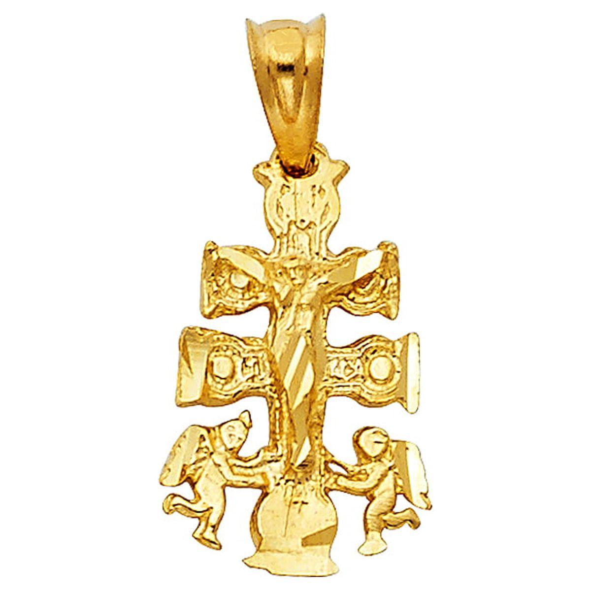 14K Yellow Gold Nautical Mariner's Crucifix Anchor Cross Pendant - 2.5" Religious Jewelry