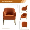 thumbnail image 6 of Fall Velvet Upholstered Accent Chairs Set of 2 Metal Legs Curved Backrest Armchairs Bedroom Adult Orange, 6 of 13