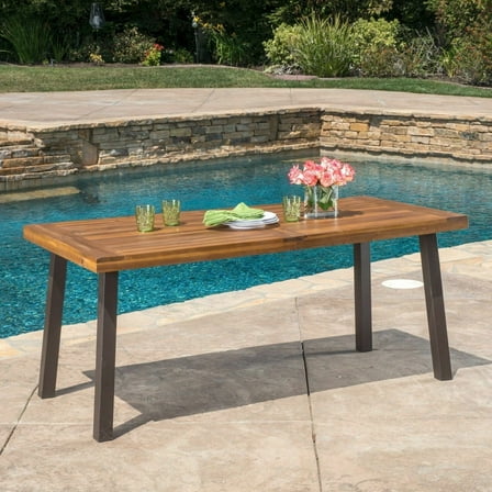 VibrantEcho Spanish Bay Acacia Wood Outdoor Dining Table | Perfect for Patio | with Teak Finis, Brown
