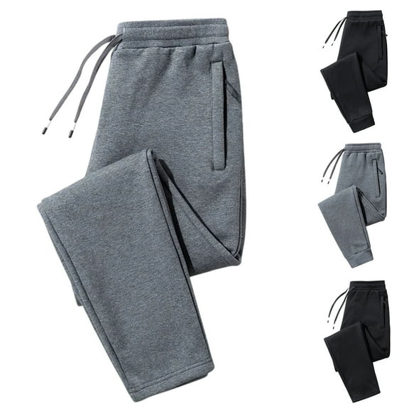 Fleece Lined Sweatpants for Women Straight Leg with Zipper Pockets Winter Warm