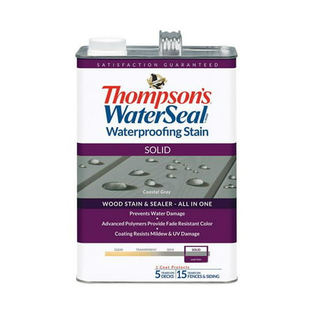 Thompsons Waterseal 1895127 Solid Coastal Gray Waterproofing Wood Stain & Sealer, 1 gal - Case of (Best Solid Stain For Pressure Treated Wood)