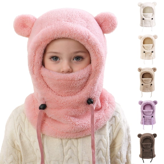 Blekii Kids Winter Fleece Hat Ski, Kids Winter Fleece Hat, Ski Windproof Warm Adjustable Balaclava with Face Cover for Boys Girls Windproof Warm Adjustable Balaclava Skiing, Winter Outdoor, Cold