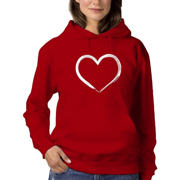 White Minimalistic Heart Symbol Hoodie Women -GoatDeals Designs, Female Large